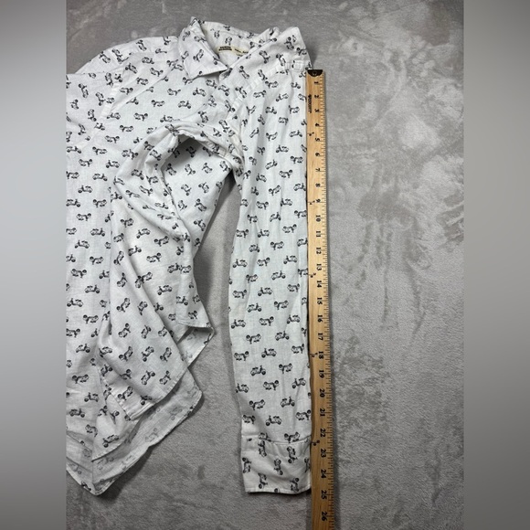 Maurizio Baldassari Men’s Novelty Moped Scooter White Black Button Up Shirt L - Picture 10 of 16